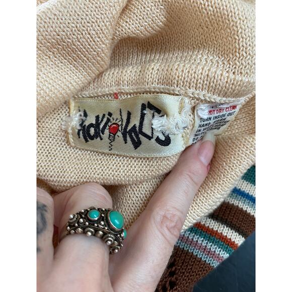 vintage 1970s striped turtle neck sweater s/m vicki volts drawstring boho hippie - Picture 2 of 9